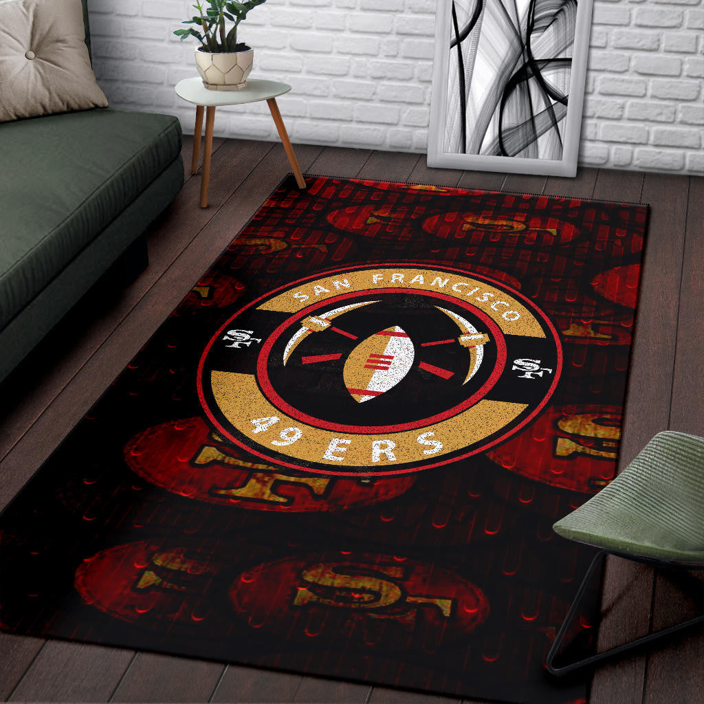 San Francisco American Football 49ers Football Minimal Rugby Ball With Cross Axes Area Rug Home Decor
