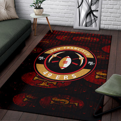San Francisco American Football 49ers Football Minimal Rugby Ball With Cross Axes Area Rug Home Decor