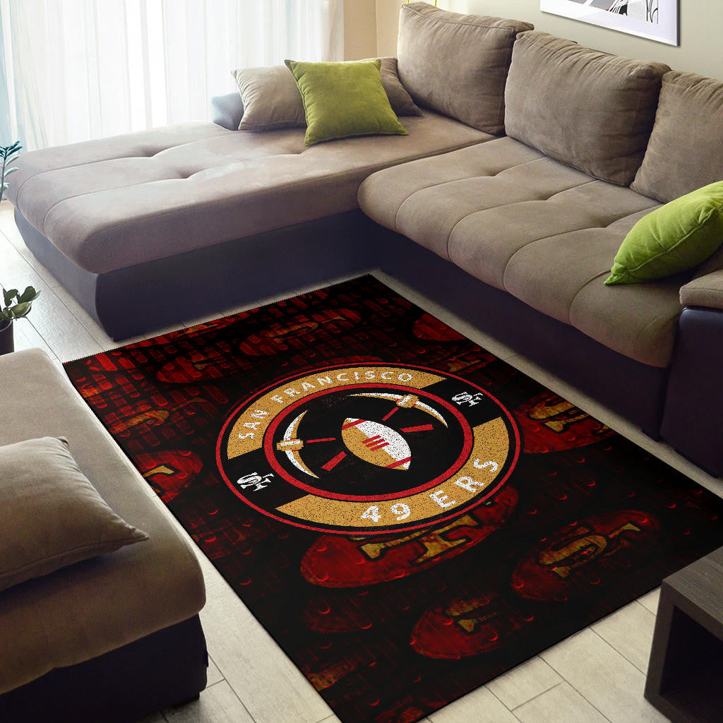San Francisco American Football 49ers Football Minimal Rugby Ball With Cross Axes Area Rug Home Decor