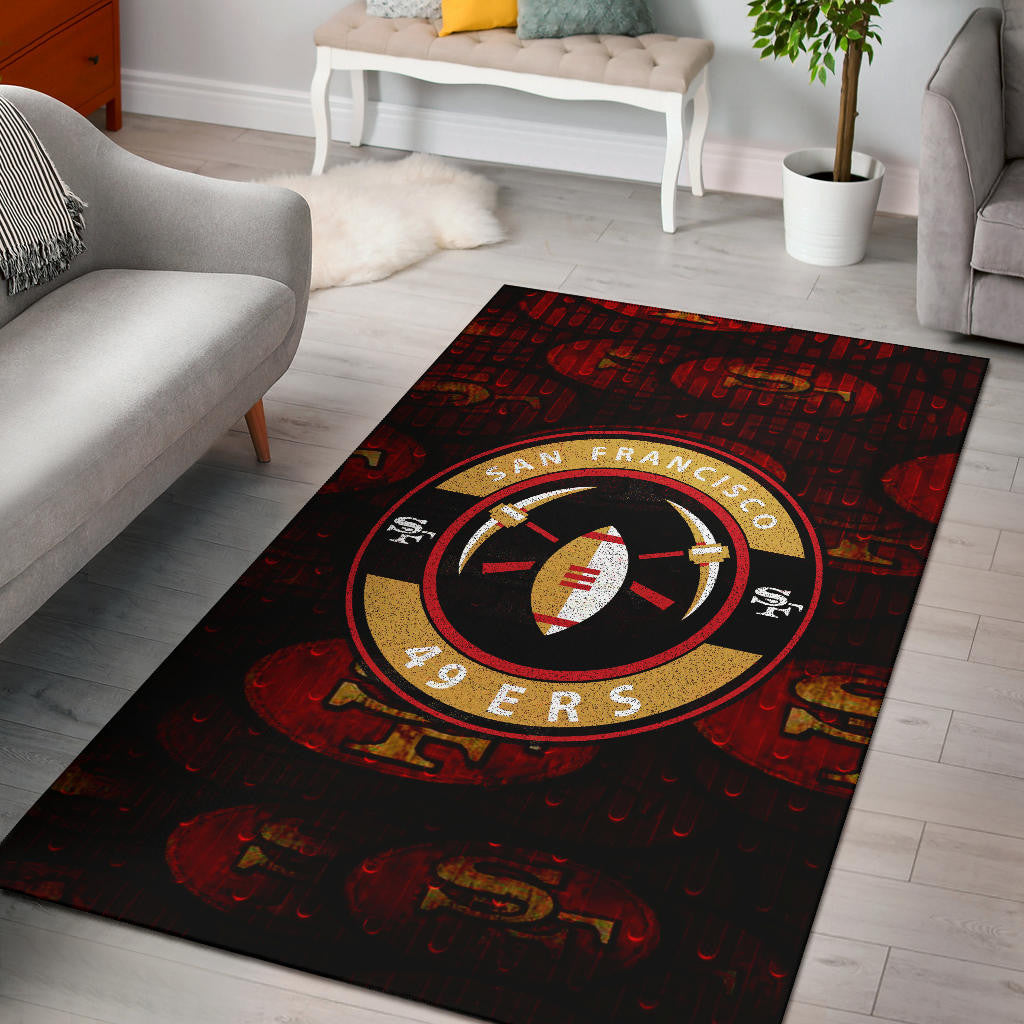 San Francisco American Football 49ers Football Minimal Rugby Ball With Cross Axes Area Rug Home Decor