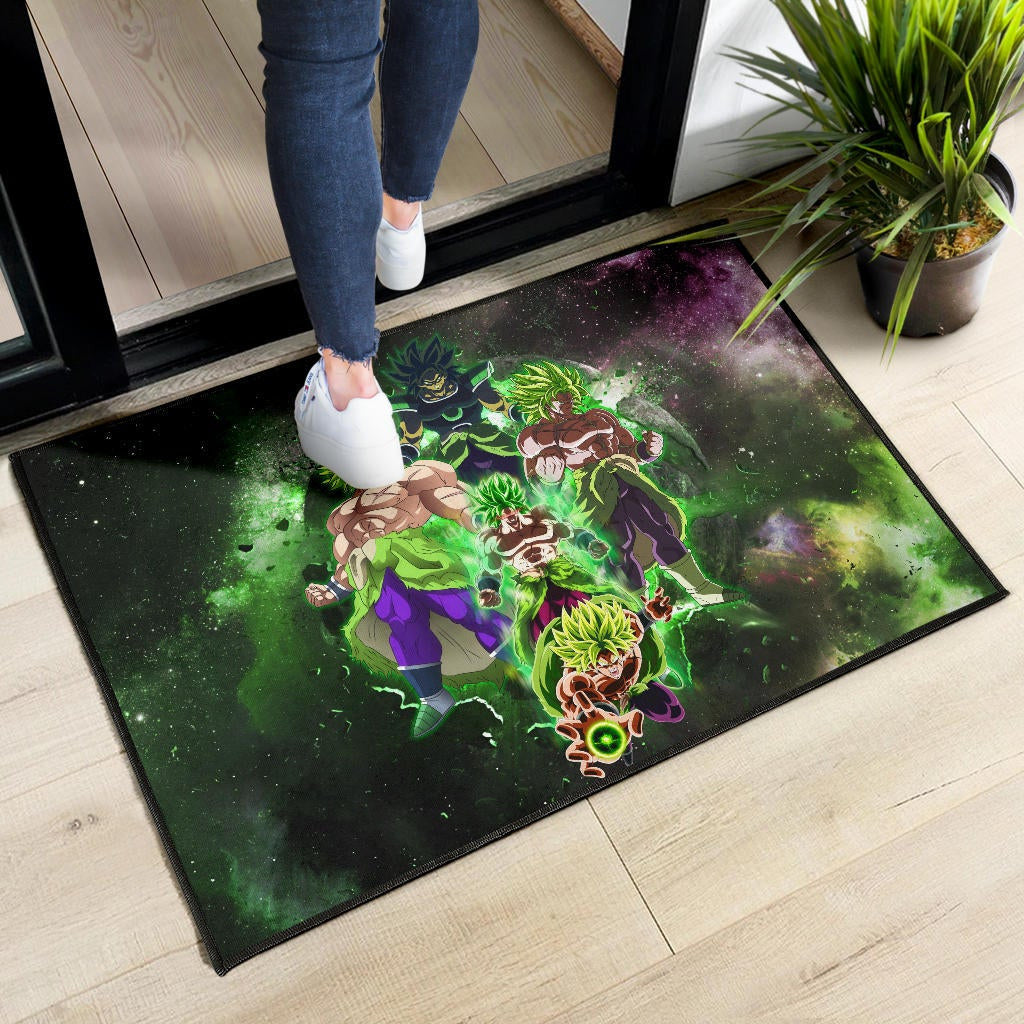 Dragon Ball Anime DB Super Saiyan Broly Moments Green Vapor Galaxy Door Mat Home Decor