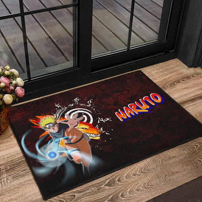 Naruto Anime Naruto Sharingan With Kurama Eight Trigrams Seal Door Mat Home Decor