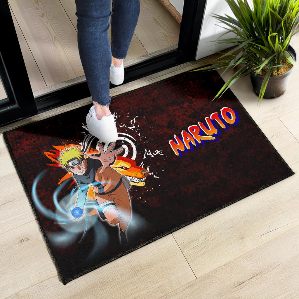 Naruto Anime Naruto Sharingan With Kurama Eight Trigrams Seal Door Mat Home Decor