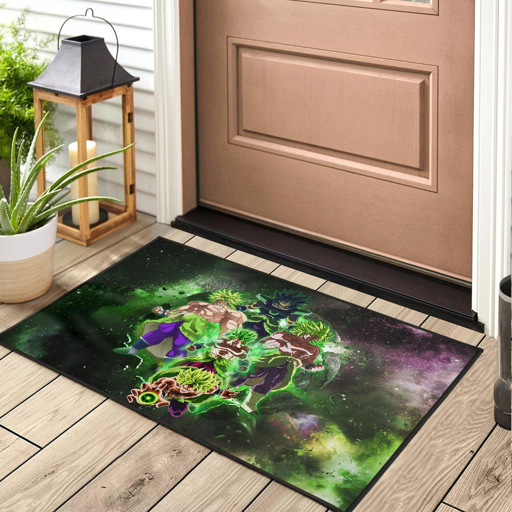 Dragon Ball Anime DB Super Saiyan Broly Moments Green Vapor Galaxy Door Mat Home Decor