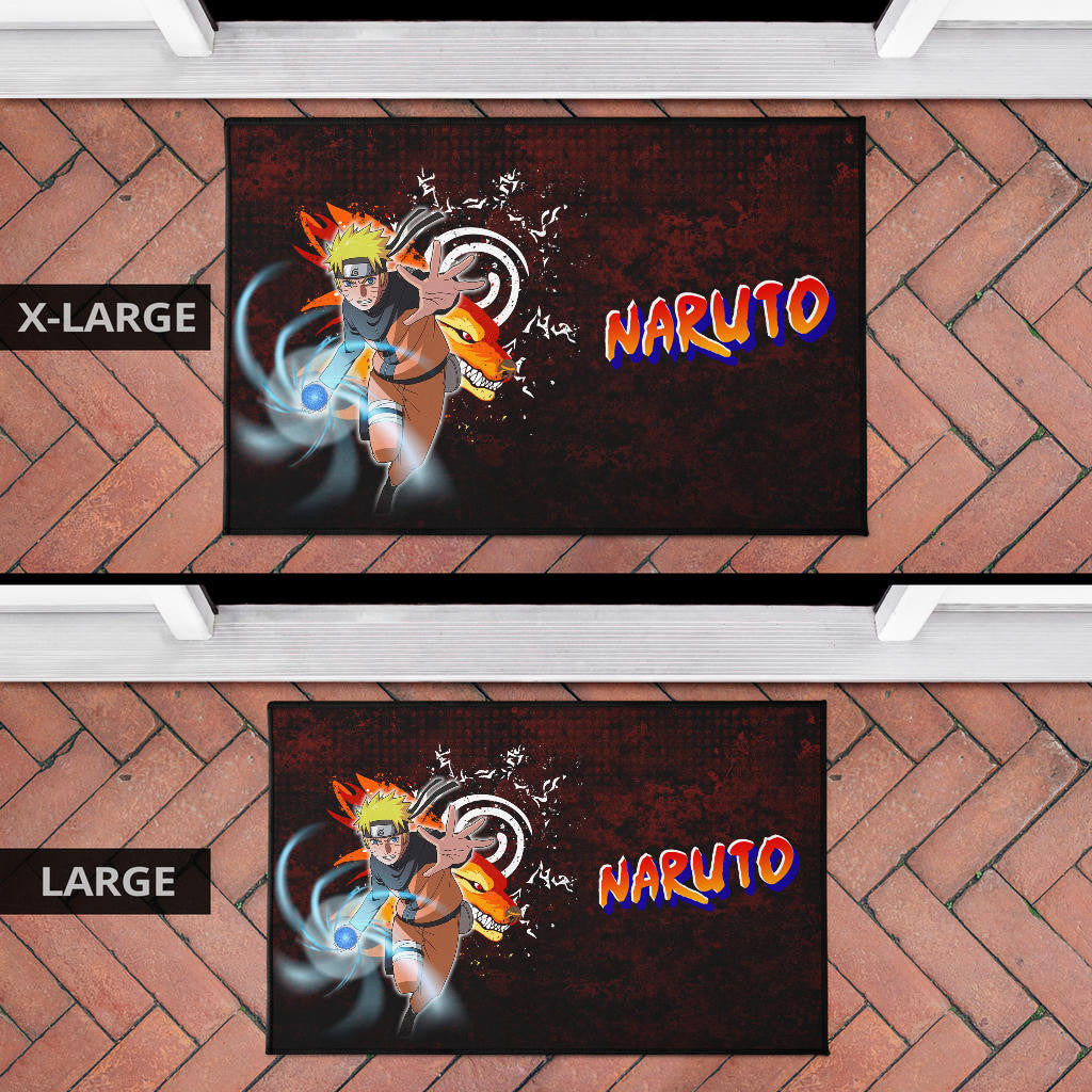 Naruto Anime Naruto Sharingan With Kurama Eight Trigrams Seal Door Mat Home Decor