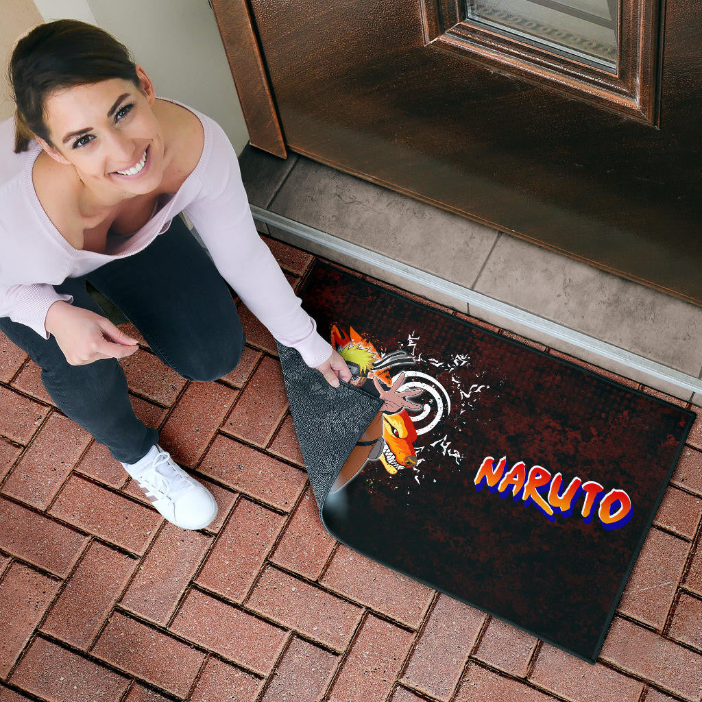 Naruto Anime Naruto Sharingan With Kurama Eight Trigrams Seal Door Mat Home Decor