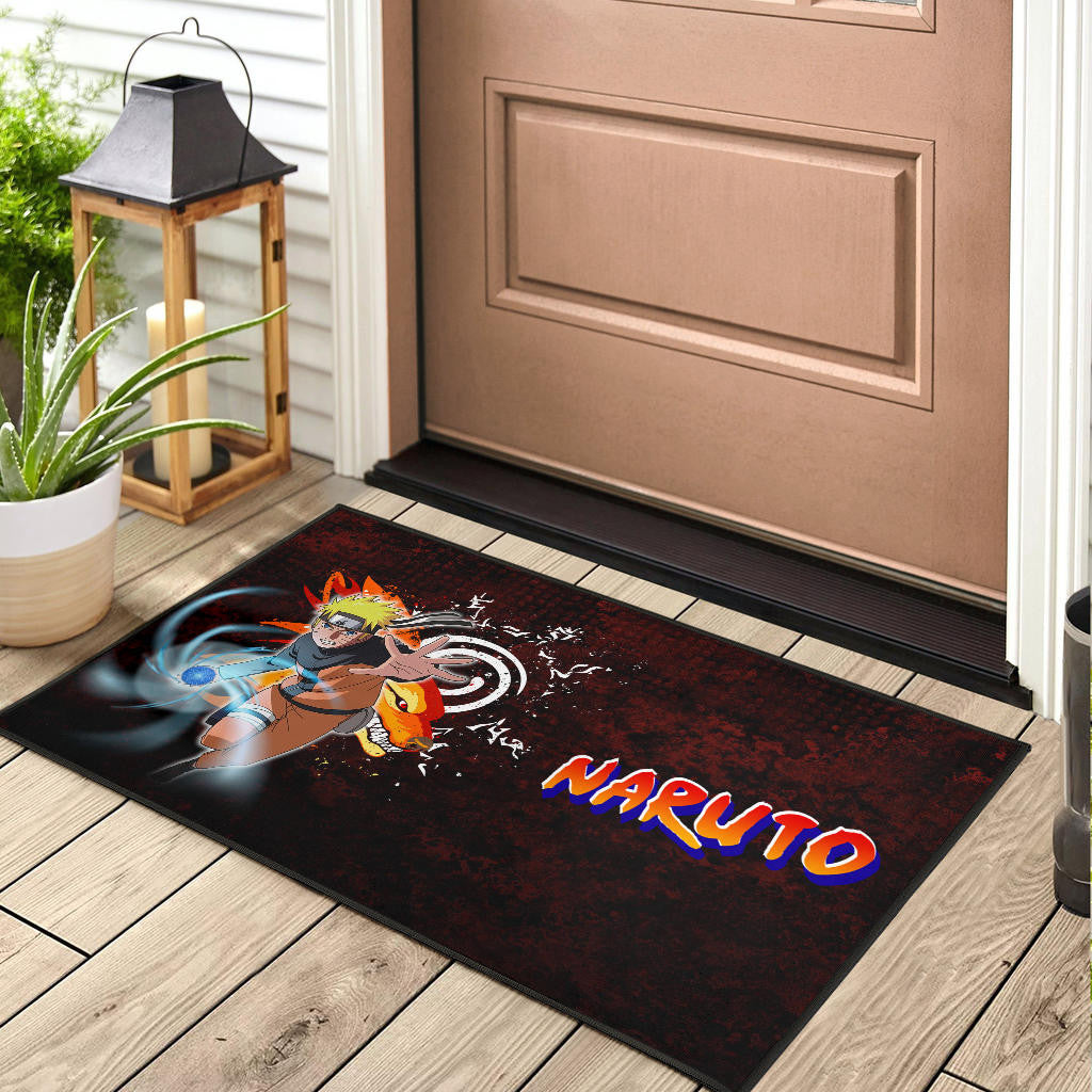 Naruto Anime Naruto Sharingan With Kurama Eight Trigrams Seal Door Mat Home Decor