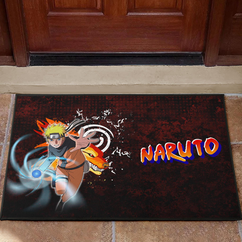 Naruto Anime Naruto Sharingan With Kurama Eight Trigrams Seal Door Mat Home Decor