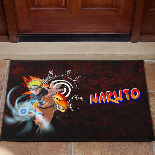 Naruto Anime Naruto Sharingan With Kurama Eight Trigrams Seal Door Mat Home Decor