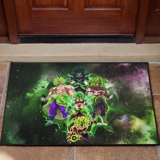 Dragon Ball Anime DB Super Saiyan Broly Moments Green Vapor Galaxy Door Mat Home Decor