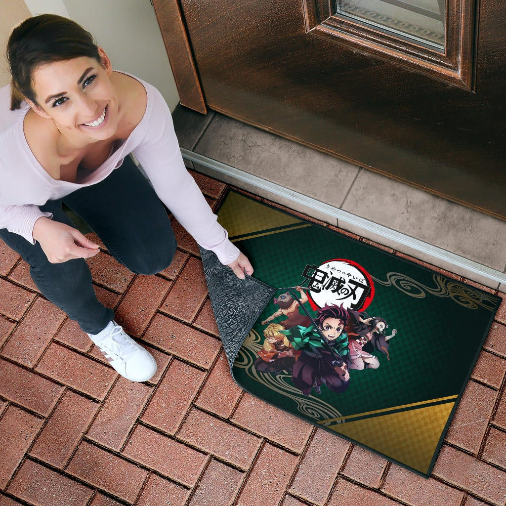 Demon Slayer Anime Main Characters Tanjiro Nezuko Zenitsu And Inosuke Fighting Door Mat Home Decor