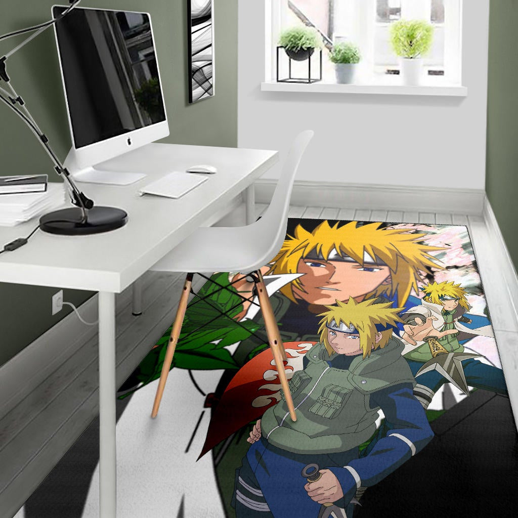 Naruto Anime Minato Konoha Hokage Kunai Fighting Area Rug Home Decor