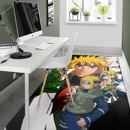 Naruto Anime Minato Konoha Hokage Kunai Fighting Area Rug Home Decor