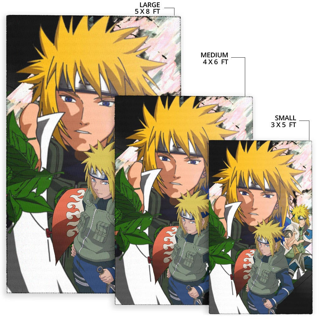 Naruto Anime Minato Konoha Hokage Kunai Fighting Area Rug Home Decor