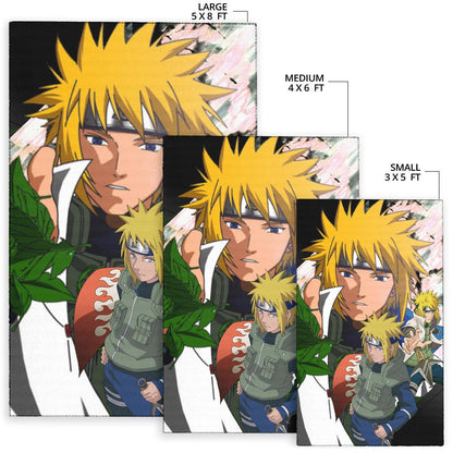 Naruto Anime Minato Konoha Hokage Kunai Fighting Area Rug Home Decor