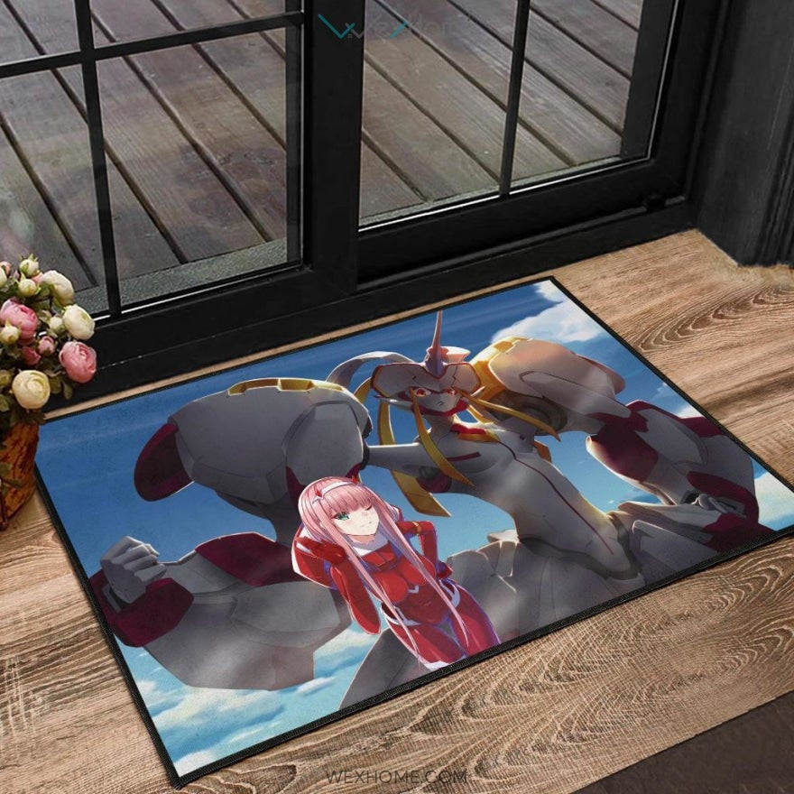 Darling In The Franxx Anime Zero Two With Darling Strelitzia Shadow Face Door Mat Hom Decor