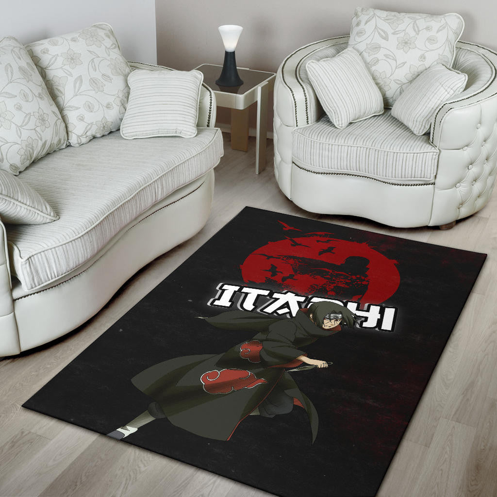 Naruto Anime Itachi Uchiha Crow Fading Silhouette Area Rug Home Decor