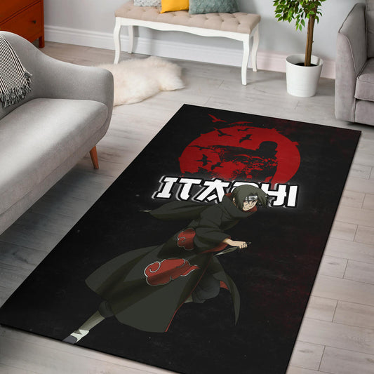 Naruto Anime Itachi Uchiha Crow Fading Silhouette Area Rug Home Decor