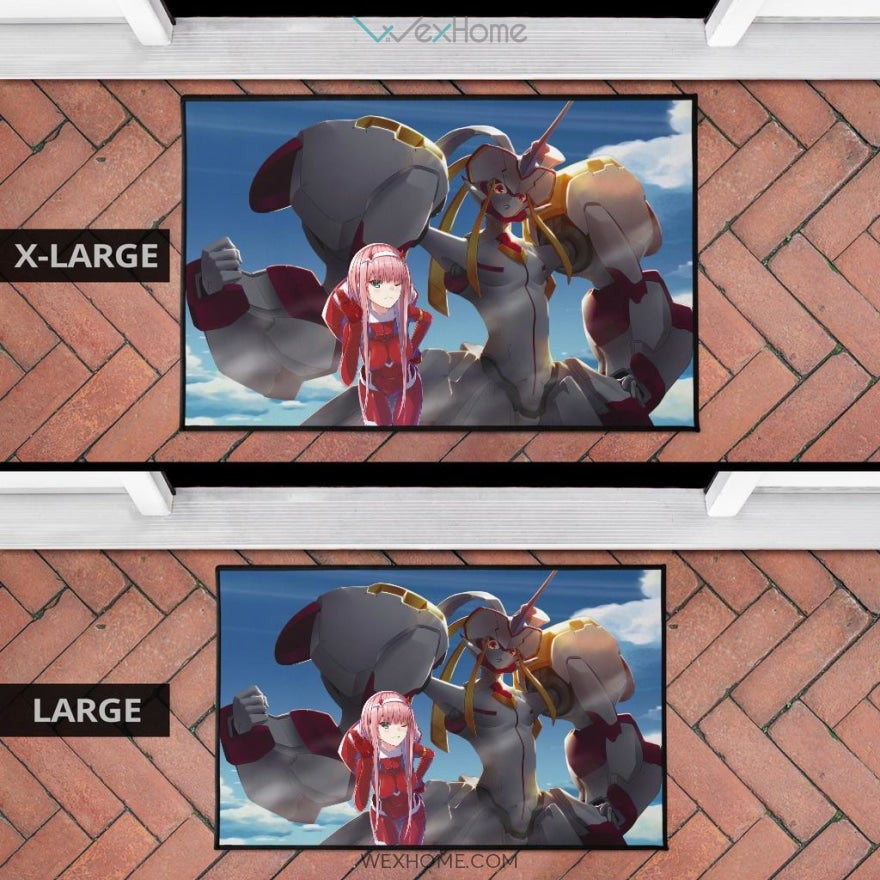 Darling In The Franxx Anime Zero Two With Darling Strelitzia Shadow Face Door Mat Hom Decor