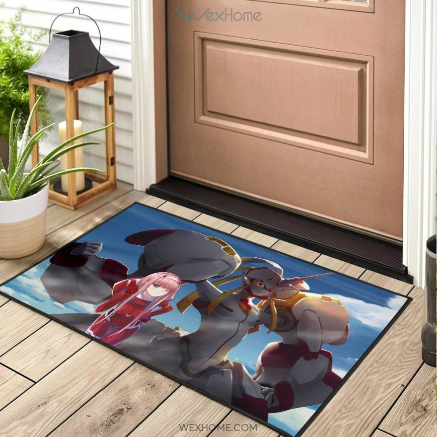 Darling In The Franxx Anime Zero Two With Darling Strelitzia Shadow Face Door Mat Hom Decor