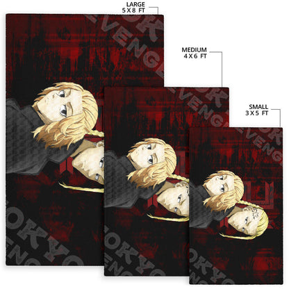 Tokyo Revengers Anime Mikey And Draken Face Black And Red Theme Area Rug Home Decor