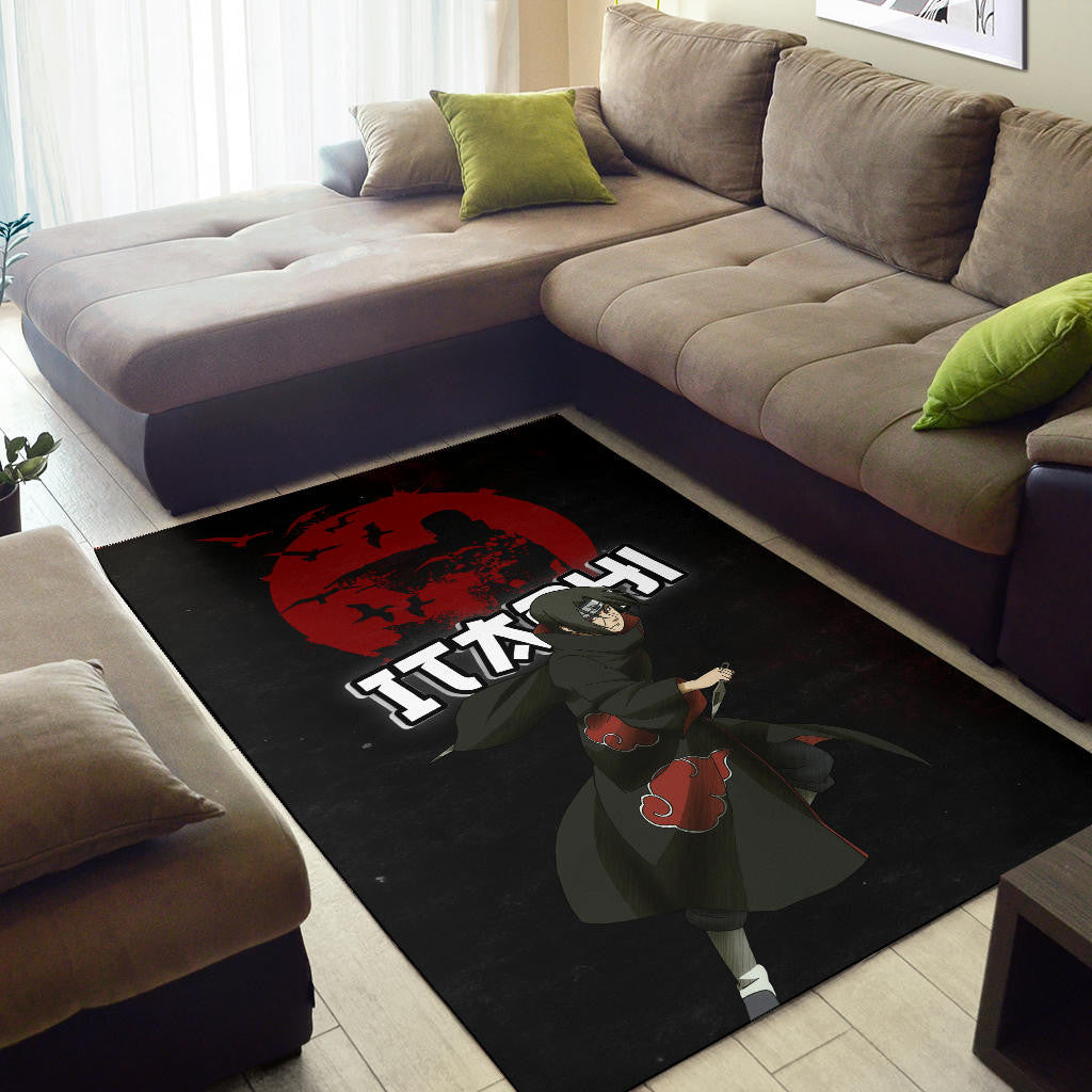 Naruto Anime Itachi Uchiha Crow Fading Silhouette Area Rug Home Decor