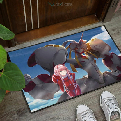 Darling In The Franxx Anime Zero Two With Darling Strelitzia Shadow Face Door Mat Hom Decor