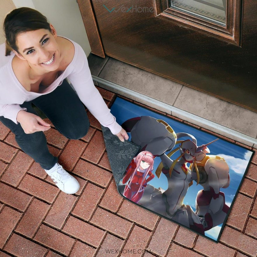 Darling In The Franxx Anime Zero Two With Darling Strelitzia Shadow Face Door Mat Hom Decor