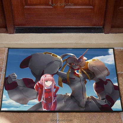 Darling In The Franxx Anime Zero Two With Darling Strelitzia Shadow Face Door Mat Hom Decor