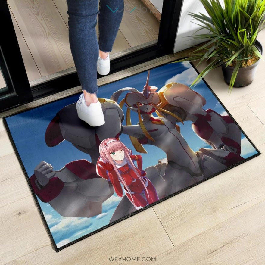 Darling In The Franxx Anime Zero Two With Darling Strelitzia Shadow Face Door Mat Hom Decor