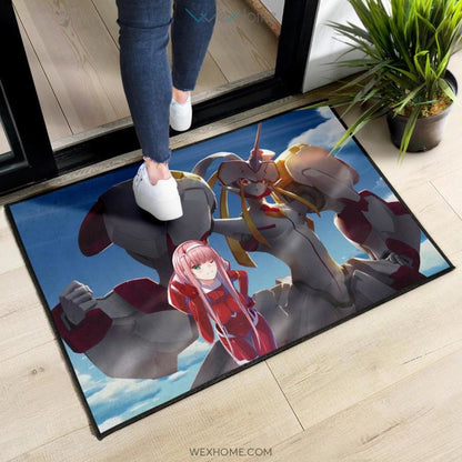 Darling In The Franxx Anime Zero Two With Darling Strelitzia Shadow Face Door Mat Hom Decor