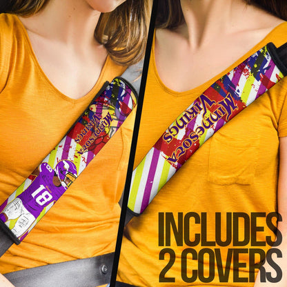 Minnesota Vikings American Football Team Justin Jefferson 18 Win Running On Painting Flag Seat Belt Covers