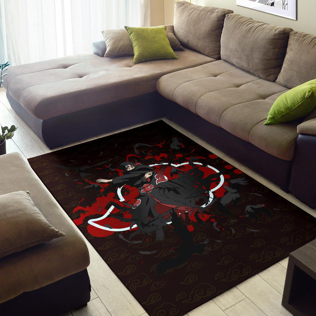 Naruto Anime Itachi Uchiha Power Crow Fading Area Rug Home Decor