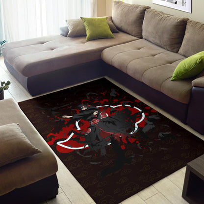 Naruto Anime Itachi Uchiha Power Crow Fading Area Rug Home Decor