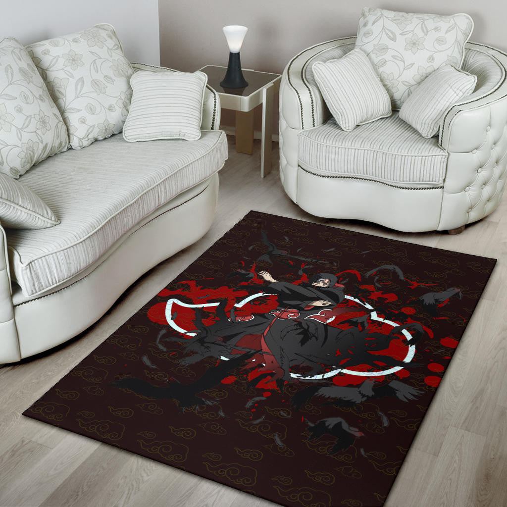 Naruto Anime Itachi Uchiha Power Crow Fading Area Rug Home Decor