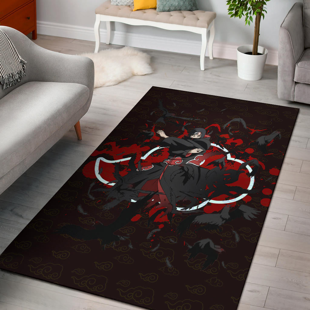 Naruto Anime Itachi Uchiha Power Crow Fading Area Rug Home Decor