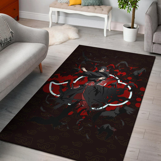 Naruto Anime Itachi Uchiha Power Crow Fading Area Rug Home Decor