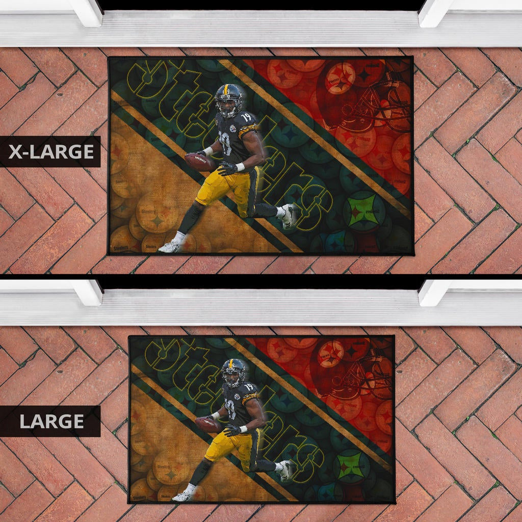 Pittsburgh Steelers American Football JuJu Smith-Schuster 19 Running Minimal Helmet Door Mat Home Decor
