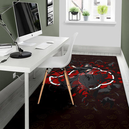 Naruto Anime Itachi Uchiha Power Crow Fading Area Rug Home Decor