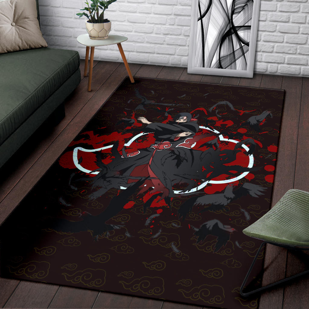 Naruto Anime Itachi Uchiha Power Crow Fading Area Rug Home Decor