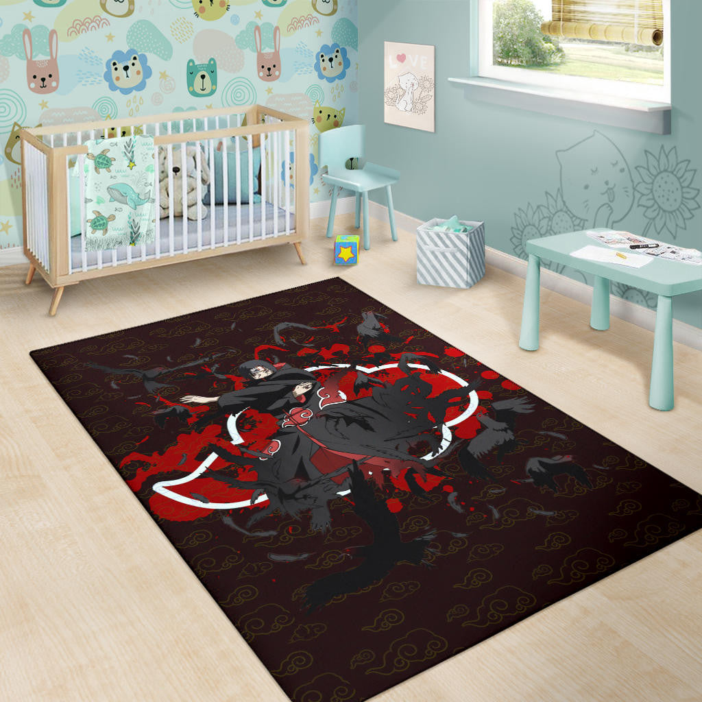 Naruto Anime Itachi Uchiha Power Crow Fading Area Rug Home Decor