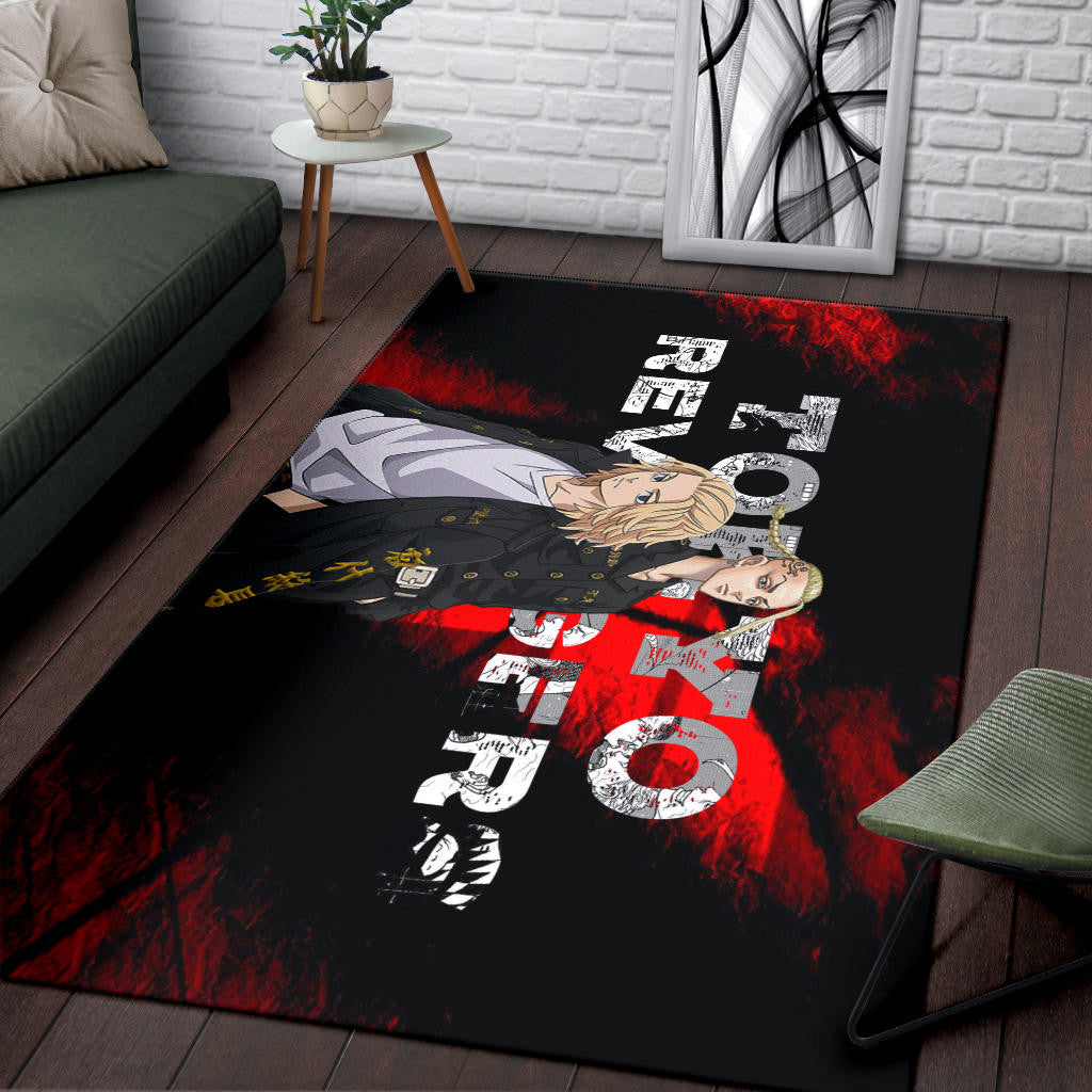 Tokyo Revengers Anime Mikey And Draken No Emotional Face Area Rug Home Decor