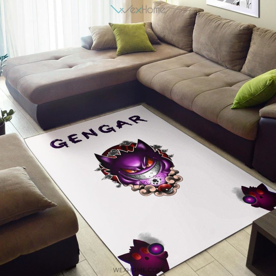 Pokemon Anime Evil Black Gengar Dark Power White Area Rug Home Decor