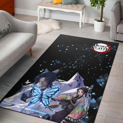 Demon Slayer Anime Pretty Shinobu With Butterflies Cherry Blossom Area Rug Home Decor