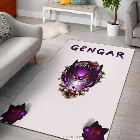 Pokemon Anime Evil Black Gengar Dark Power White Area Rug Home Decor