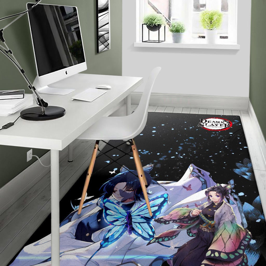 Demon Slayer Anime Pretty Shinobu With Butterflies Cherry Blossom Area Rug Home Decor