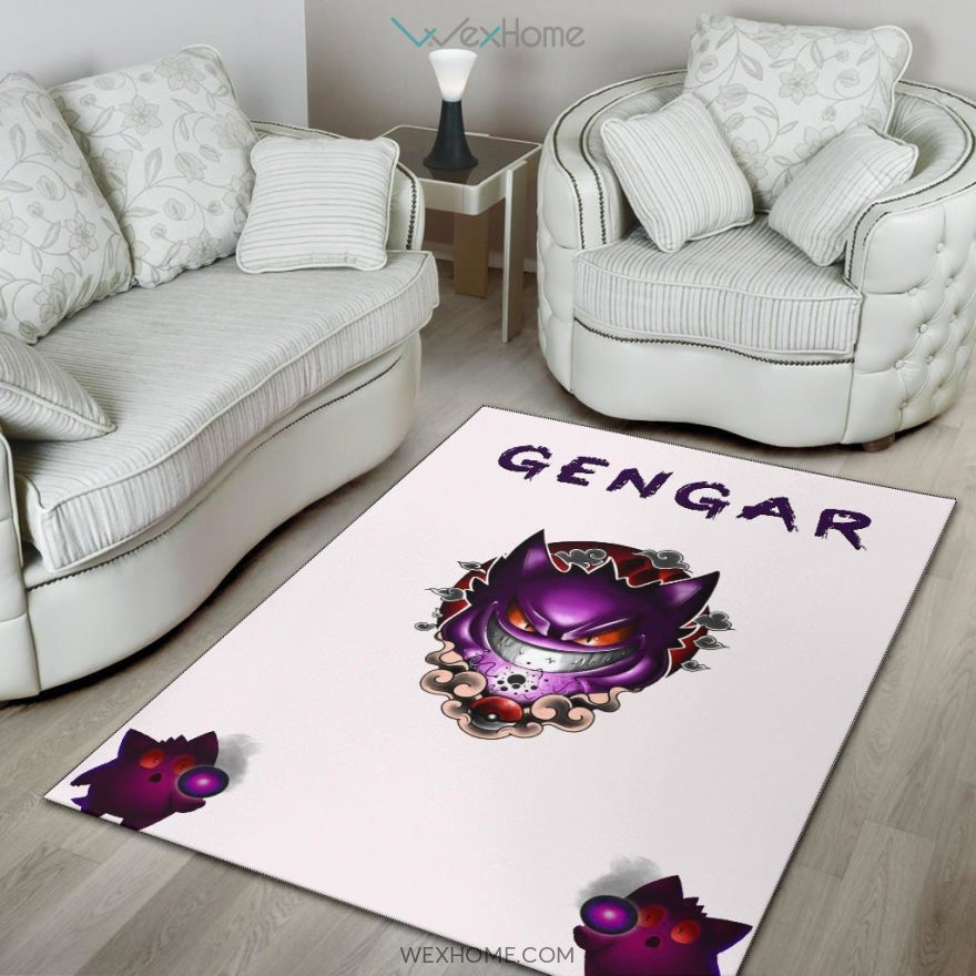 Pokemon Anime Evil Black Gengar Dark Power White Area Rug Home Decor