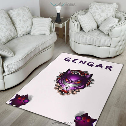 Pokemon Anime Evil Black Gengar Dark Power White Area Rug Home Decor
