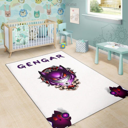 Pokemon Anime Evil Black Gengar Dark Power White Area Rug Home Decor