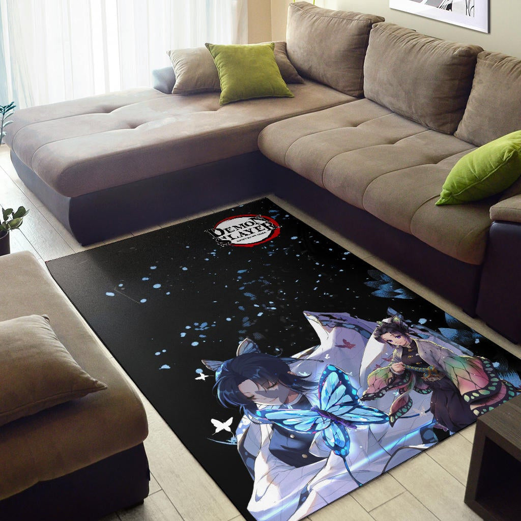 Demon Slayer Anime Pretty Shinobu With Butterflies Cherry Blossom Area Rug Home Decor